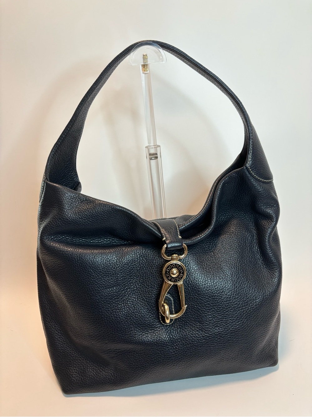 DOONEY & BOURKE ($368) Belvedere Logo Lock Shoulder Bag in Black Pebbled Leather